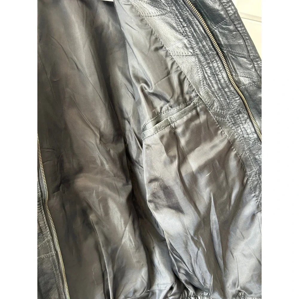 Embassy USA Mens Genuine Leather Patchwork Bomber Jacket Black XXL GFCOATXXL